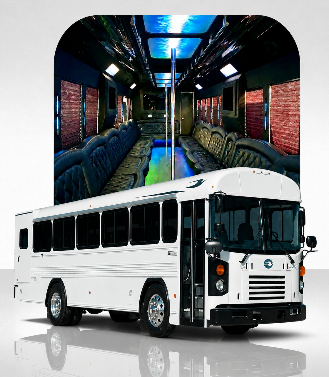 Blue Bird All American T3 party bus in Sacramento
