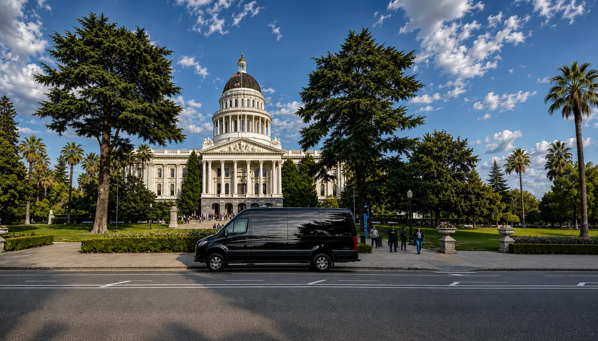 Chauffeured limo service in Sacramento near the California State Capitol