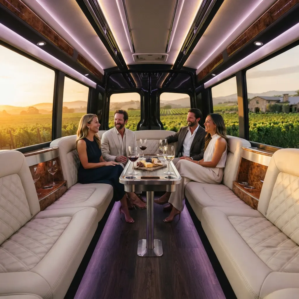 Wine tour group celebration transportation from Sacramento